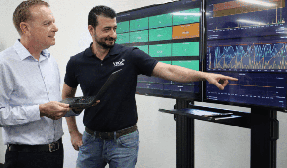 VROC team discussing dashboards